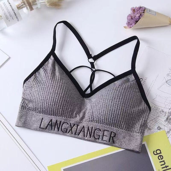 Women Sports Underwear Set Strings Backless Bra & High Waist Panties Set