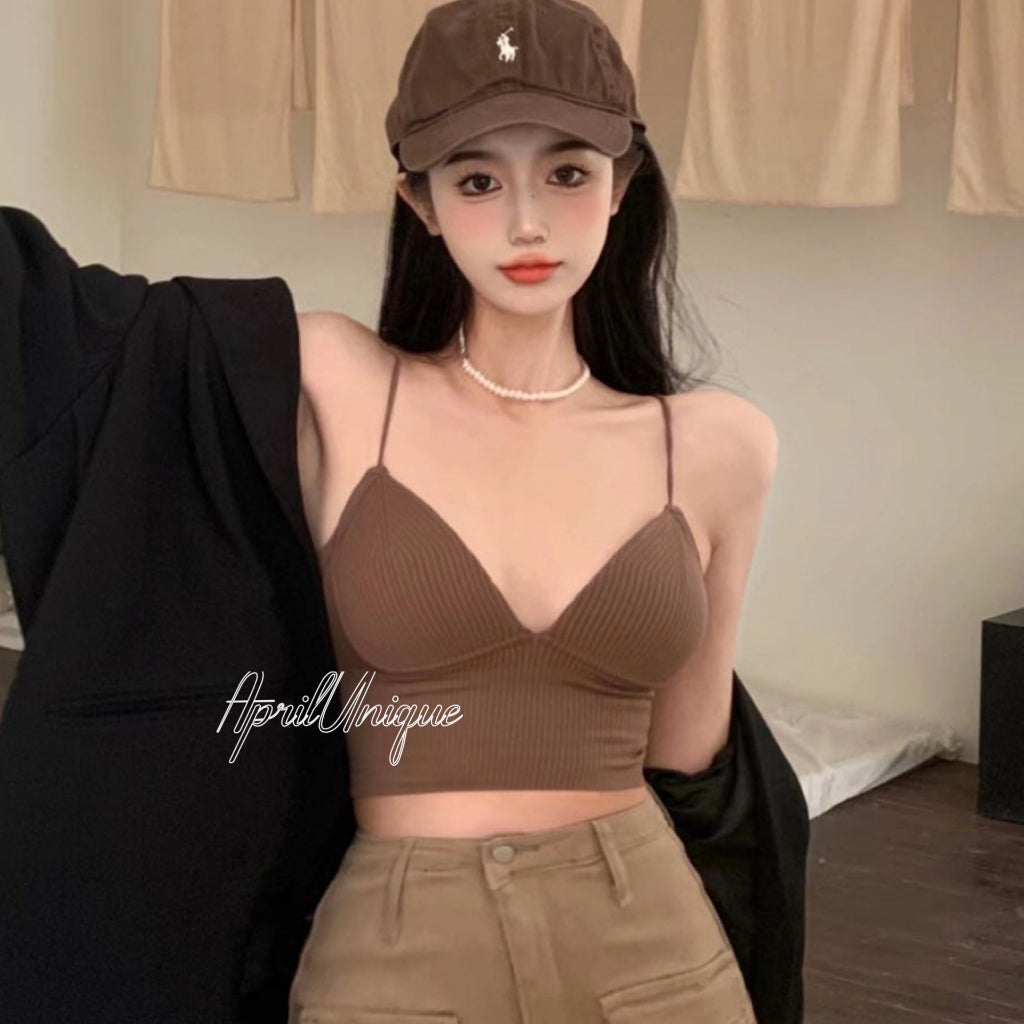 Women V Neck Summer Casual Sling Tank Tops with Bra Pad