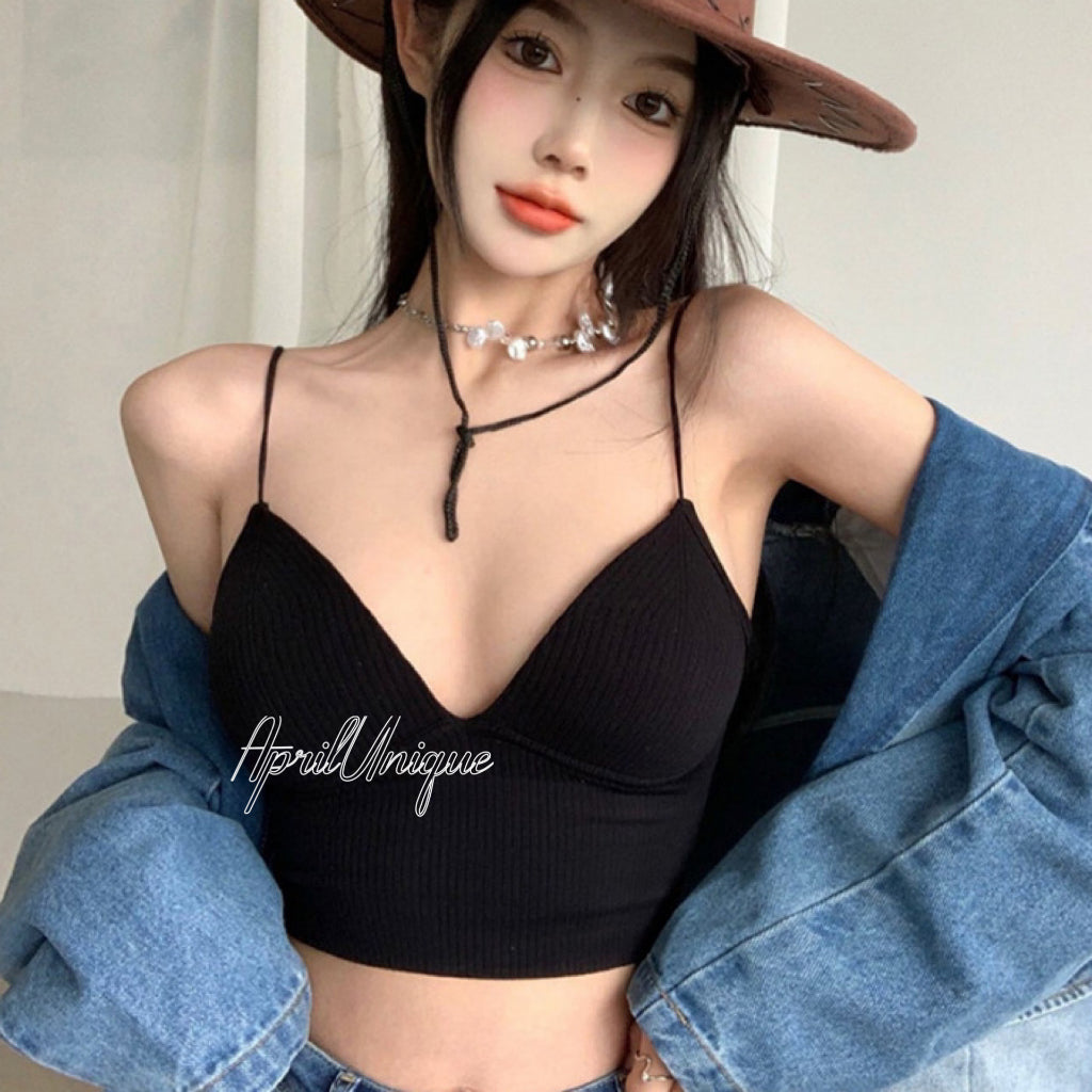 Women V Neck Summer Casual Sling Tank Tops with Bra Pad
