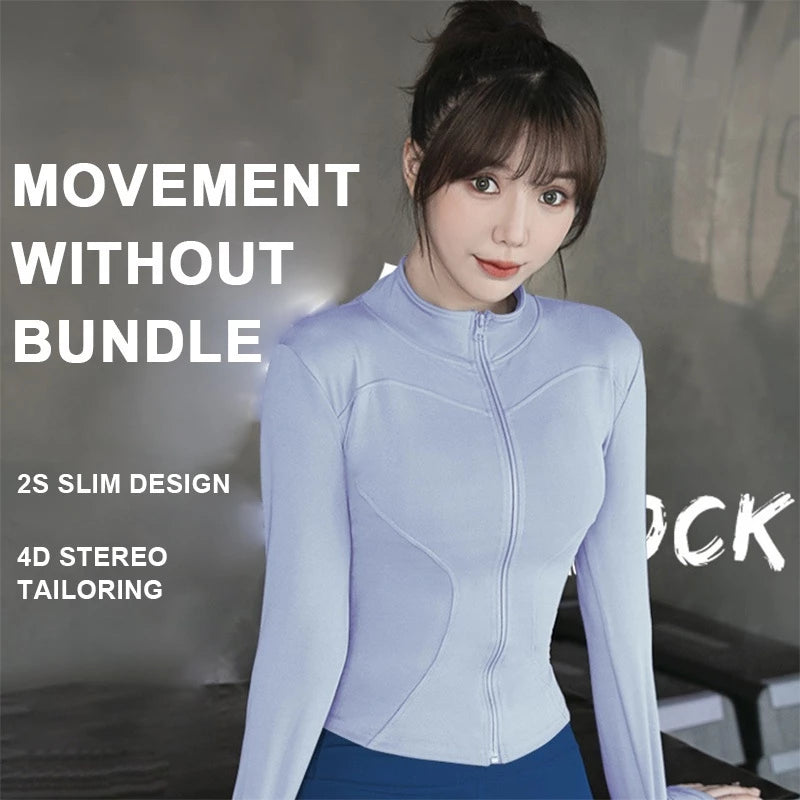 Women Long Sleeve Zipper Yoga Top