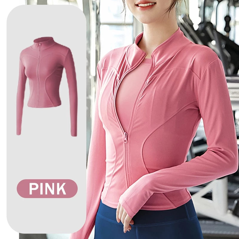 Women Long Sleeve Zipper Yoga Top