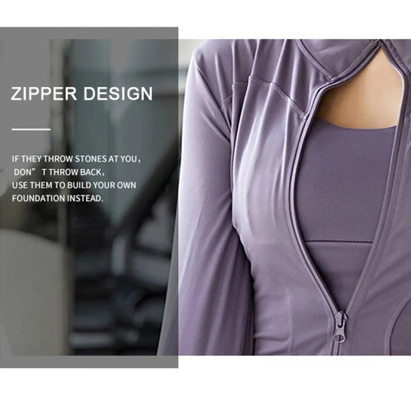 Women Long Sleeve Zipper Yoga Top