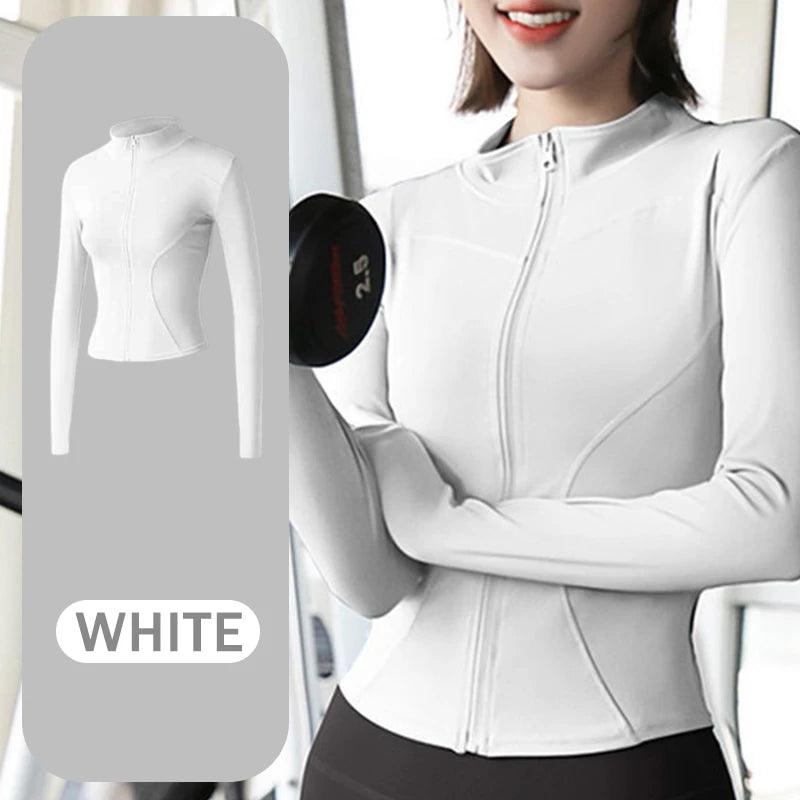 Women Long Sleeve Zipper Yoga Top