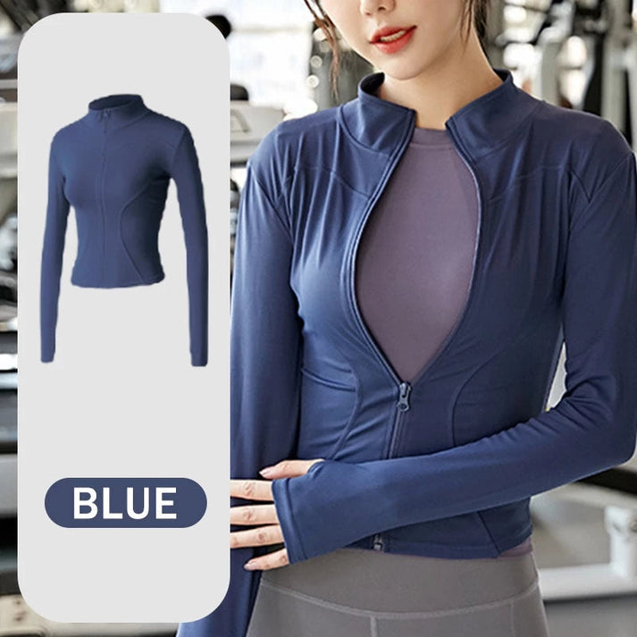 Women Long Sleeve Zipper Yoga Top