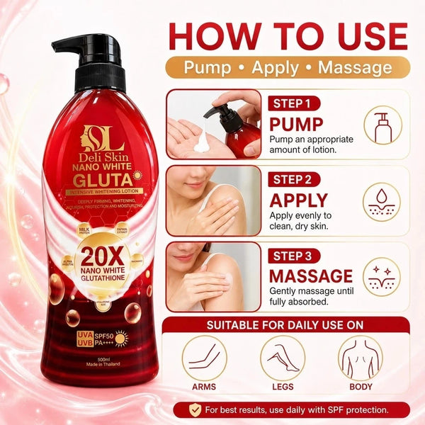 Deli Skin 20X Nano White Gluta Whitening Body Lotion SPF50 PA++++