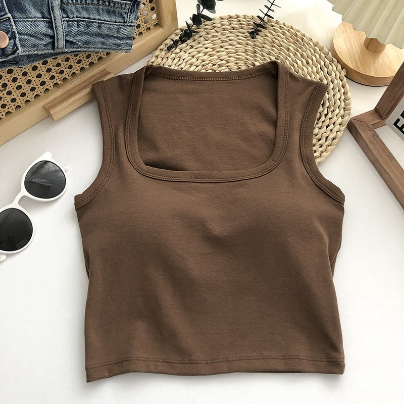 Square Neck Sexy Crop Top Sando With Padded Bralette
