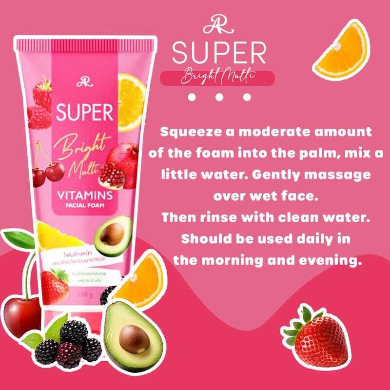 AR Super Bright Multi Vitamins Facial Foam 150g (Made in Thailand)