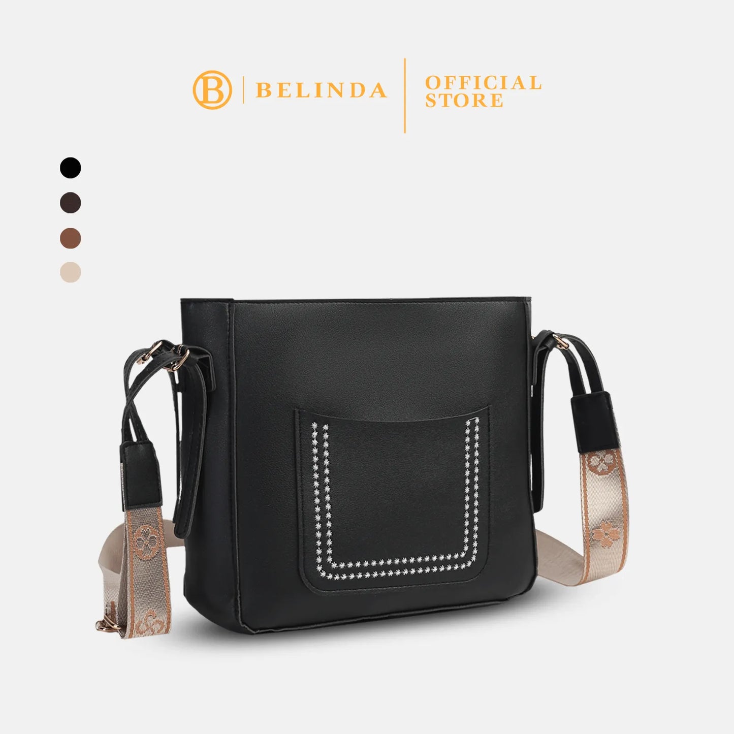 Classic Square Crossbody Bag with Front Pocket