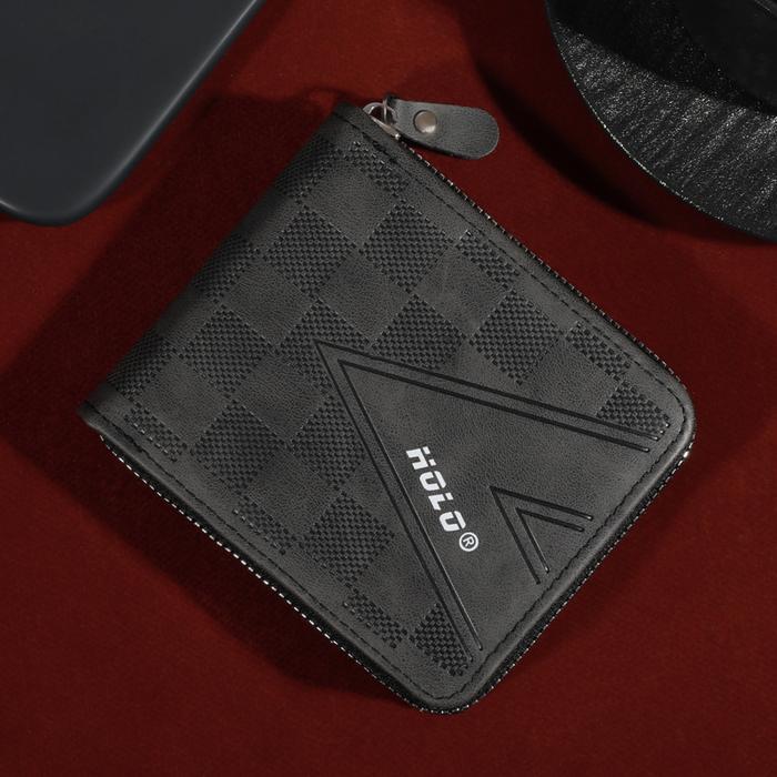 Men's Vintage Leather Tri-Fold Zipper Wallet