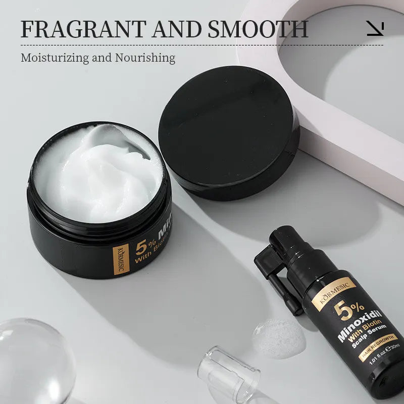 KORMESIC Minoxidil 5% with Biotin Scalp Serum & Massage Cream Set