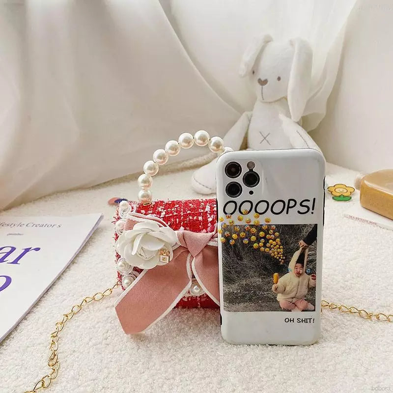 Girl's Pearl Handle Tweed Mini Bag