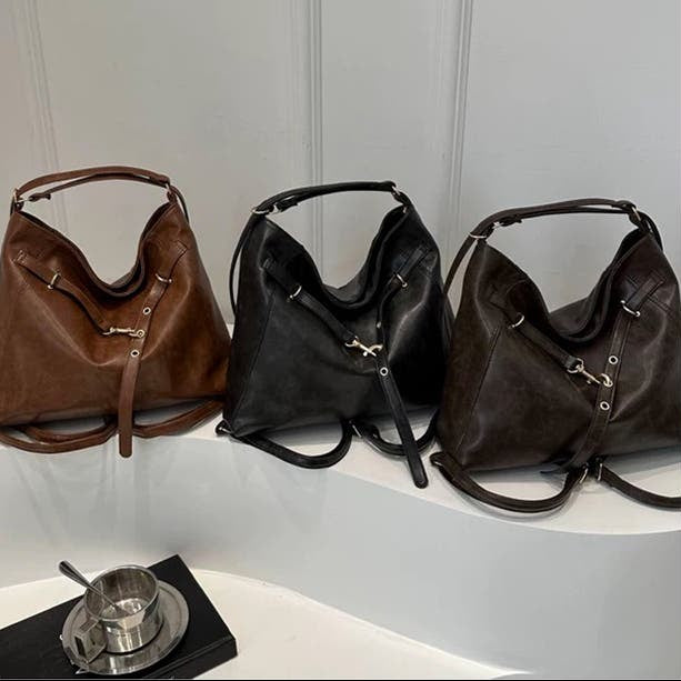 Leather Belt Motif 2-way Shoulder Bag