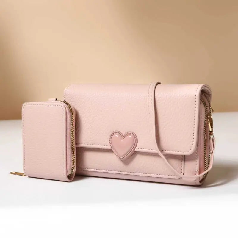 2-IN-1 Double Zipper Long Wallet Bag with Coin Purse