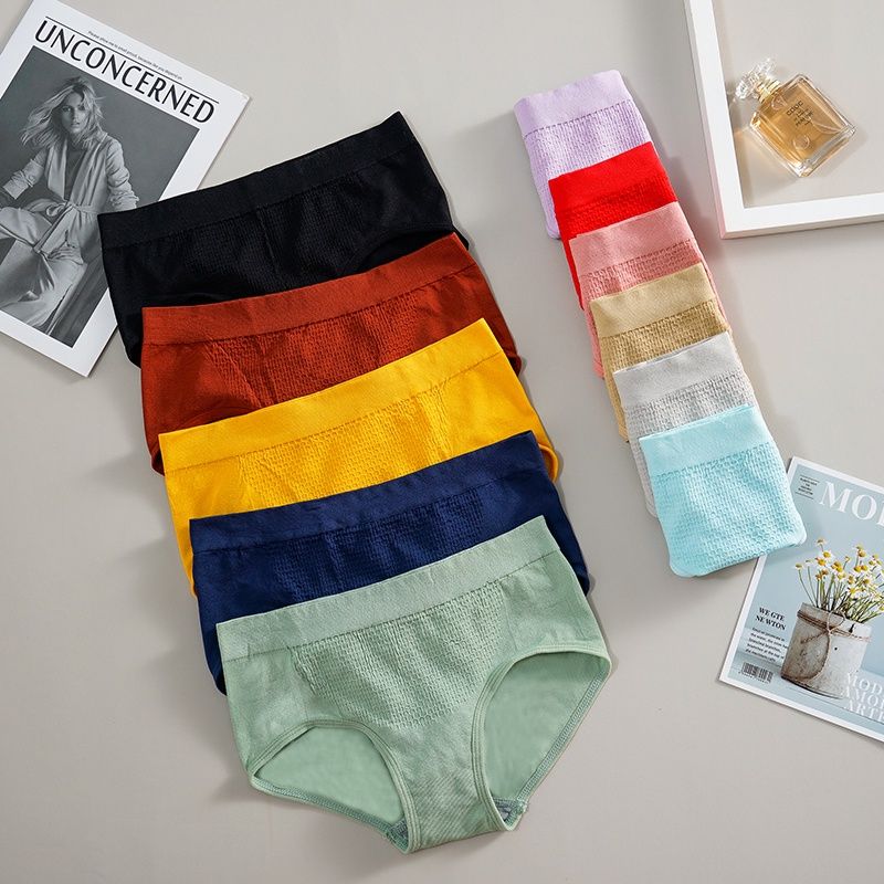 Korean Mid Waist Honeycomb Underwear Panty (5pcs/Set)
