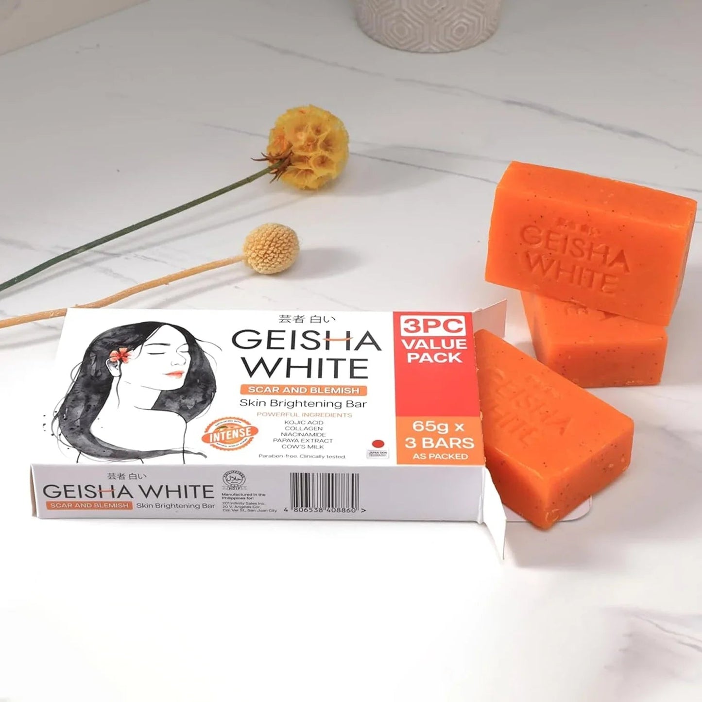 GEISHA WHITE Intense Bar 65g x 3
