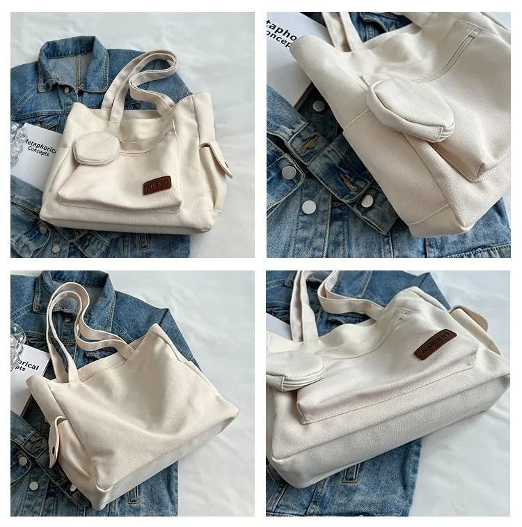 2-in-1 Canvas Tote Bag with Coin Purse