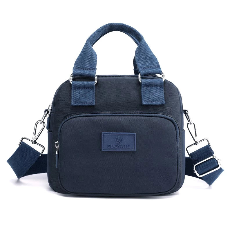 Multicompartment Nylon Crossbody Bag with Adjustable Strap