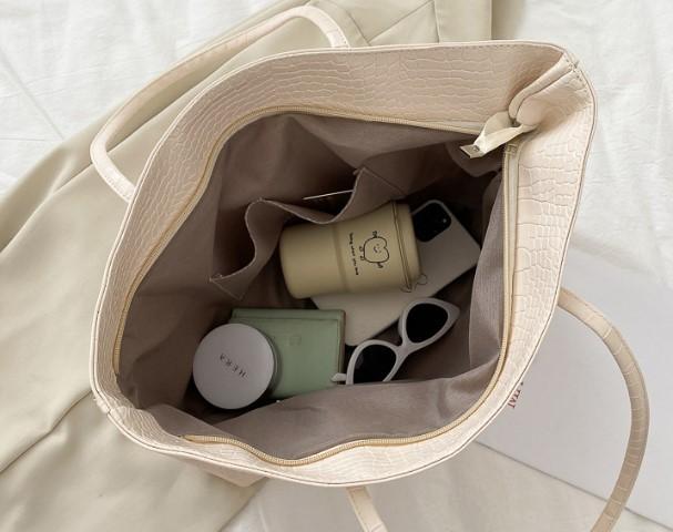 Crocodile Pattern Leather Tote Bag