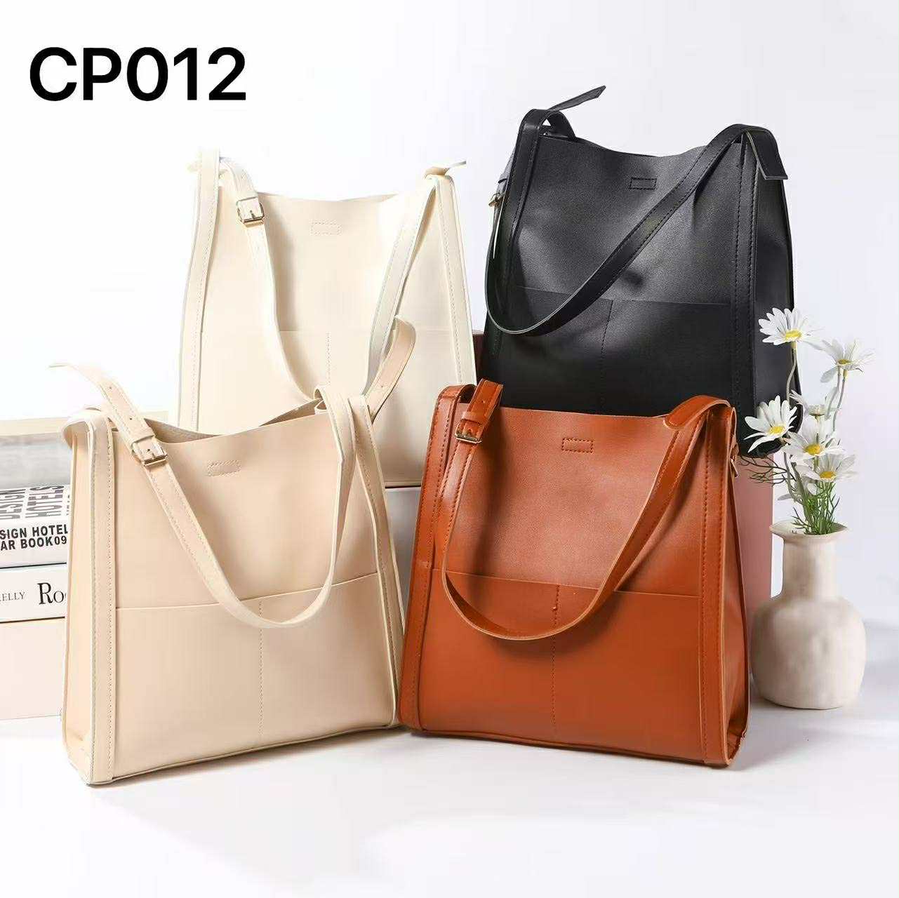 Two Front Pocket Leather Tote Bag