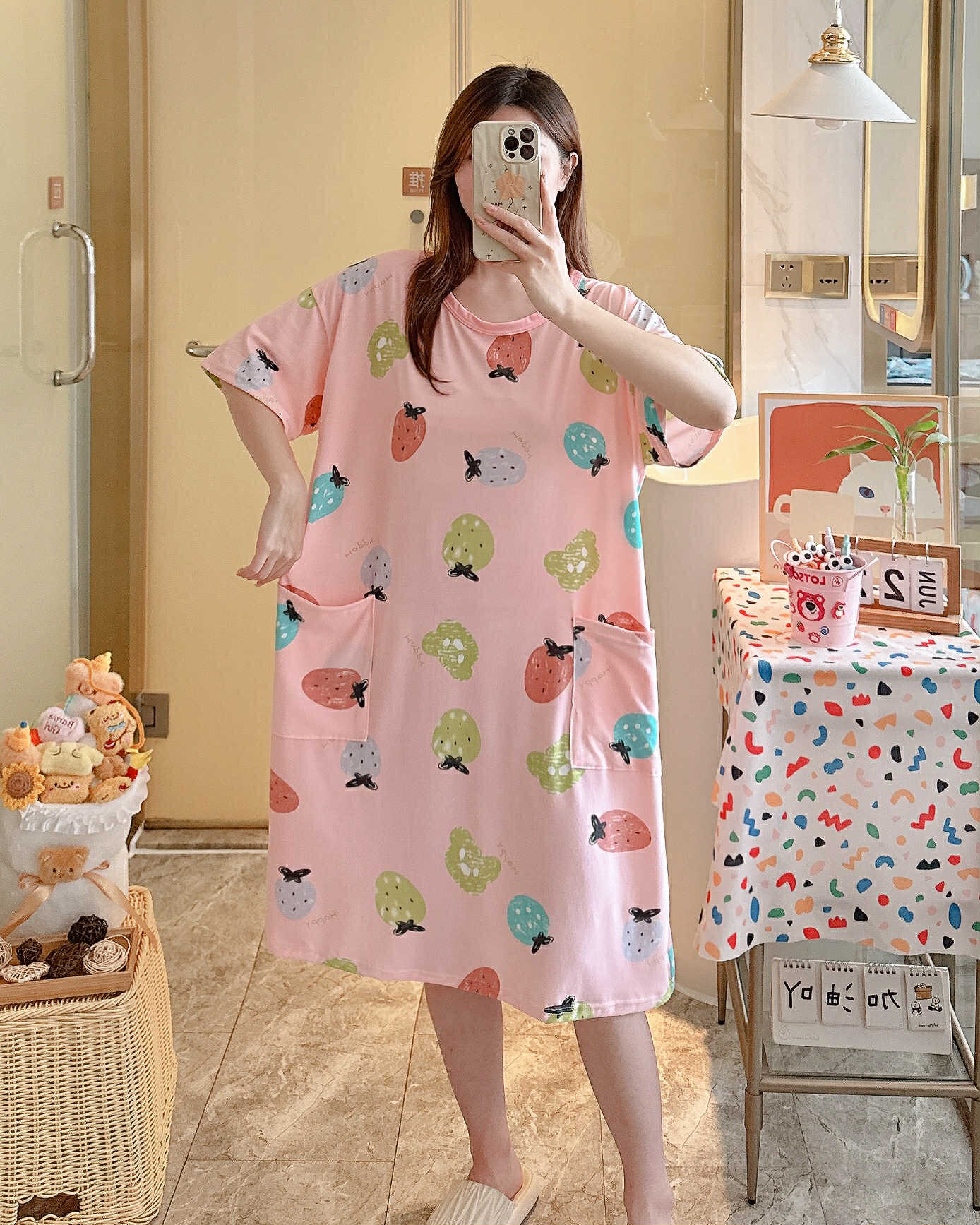 Plus Size Korean Daster with Double Pocket