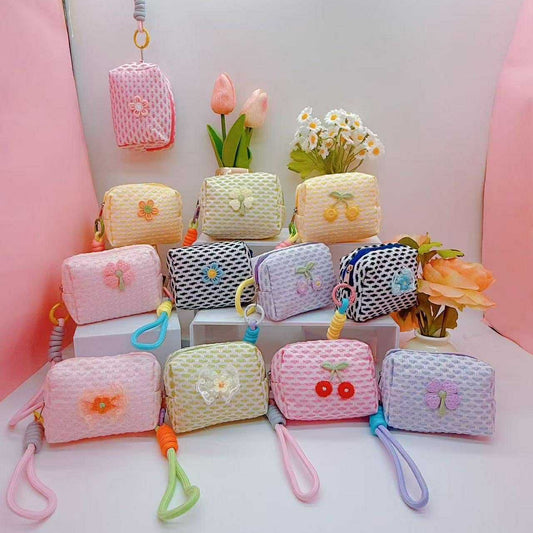 Mini Embroidered Waffle Pouch