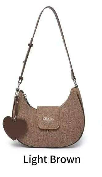 Denim Heart Charm Shoulder Bag
