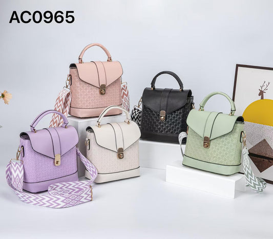 Stylish Embossed Handbag with Wide Strap