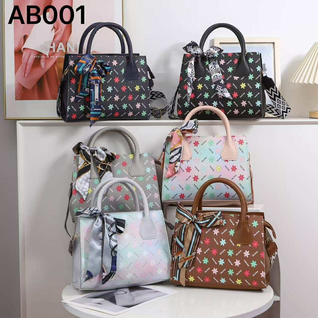 Square Leather Flower Wear a Scarf High-End Shoulder Sling Bag