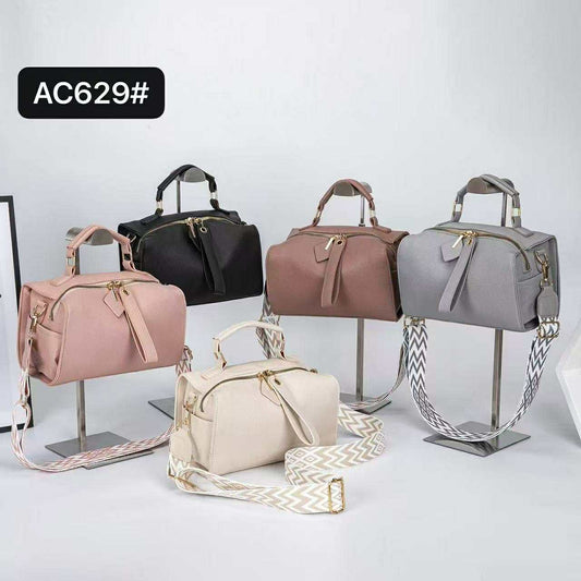 Everyday Soft Leather 2-Way Crossbody Bag with Pattern Strap