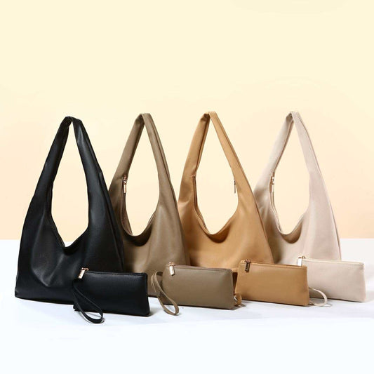 2-in-1 Soft Leather Hobo Bag with Matching Wristlet
