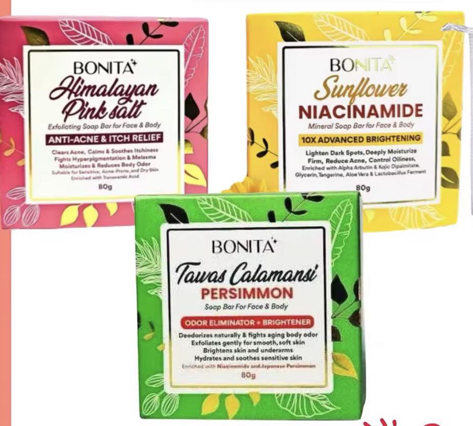 BONITA Himalayan Salt, Sunflower Niacinamide & Tawas Calamansi Persimmon Soap Bar 80g