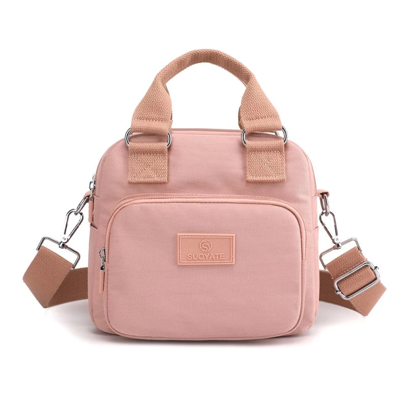 Multicompartment Nylon Crossbody Bag with Adjustable Strap