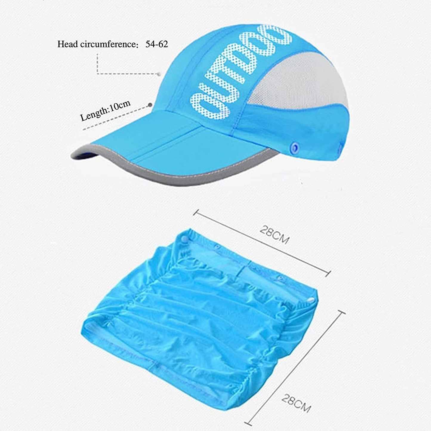 Unisex Sun Protection Cap with Face Mask Cover UPF 50+