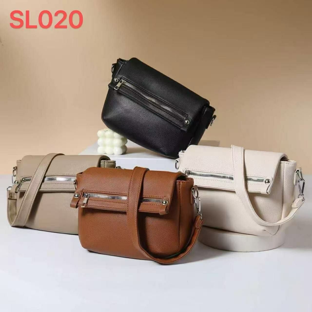 BELINDA Casual Messenger Bag with Zipper Accent Flap