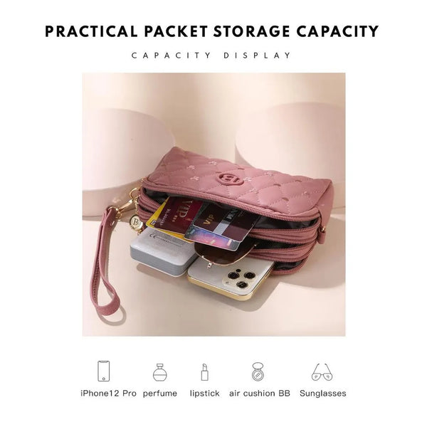 Three-layer Zipper Fashion Sling Bag