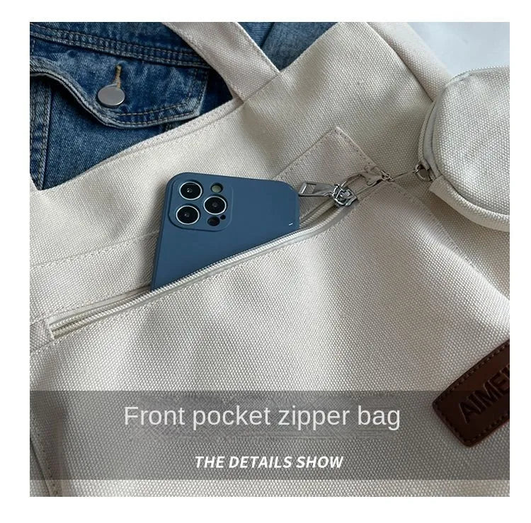 2-in-1 Canvas Tote Bag with Coin Purse