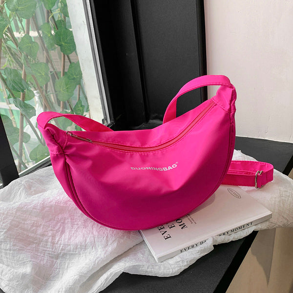 Pop-Color Crescent Shoulder Bag