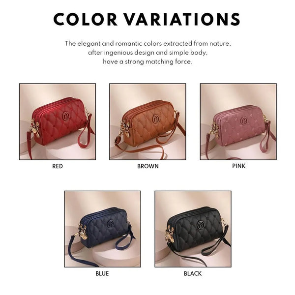 Three-layer Zipper Fashion Sling Bag