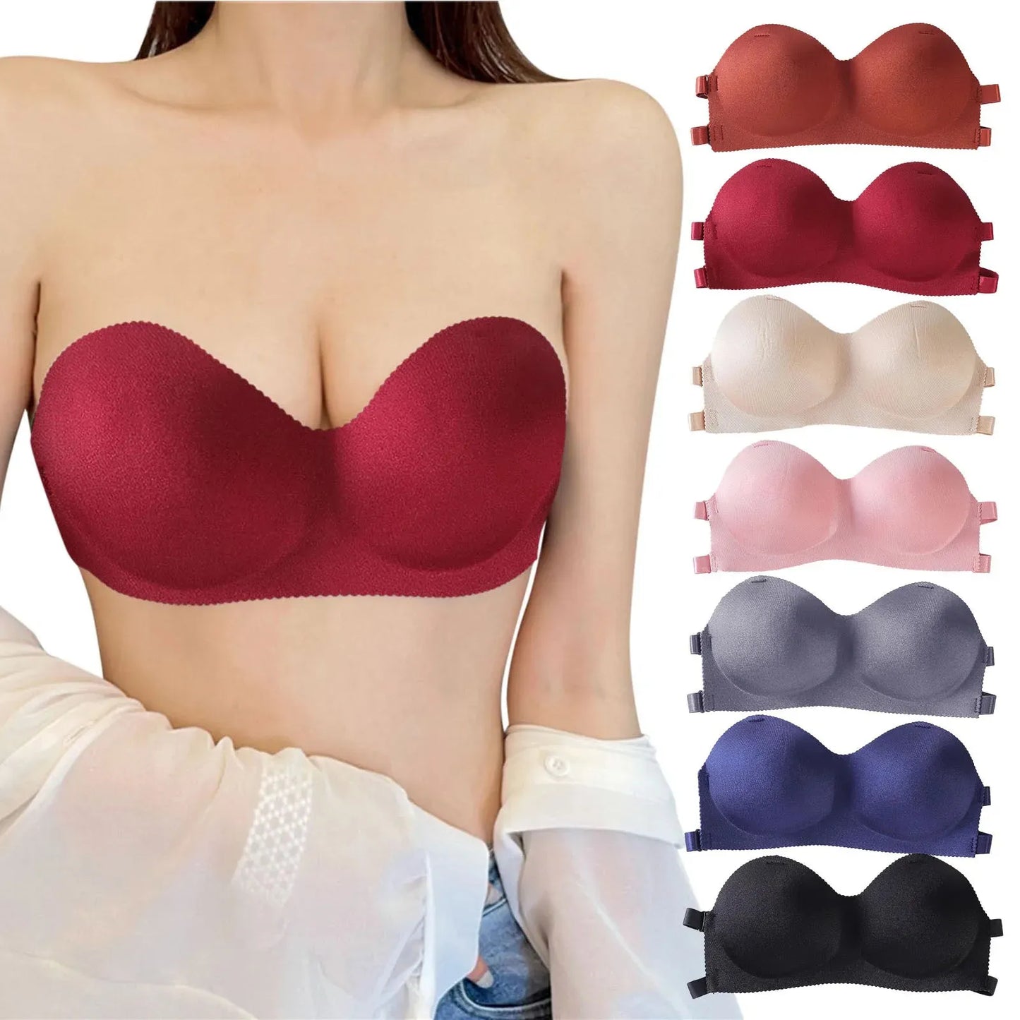 Seamless Strapless Push Up Backless Bra