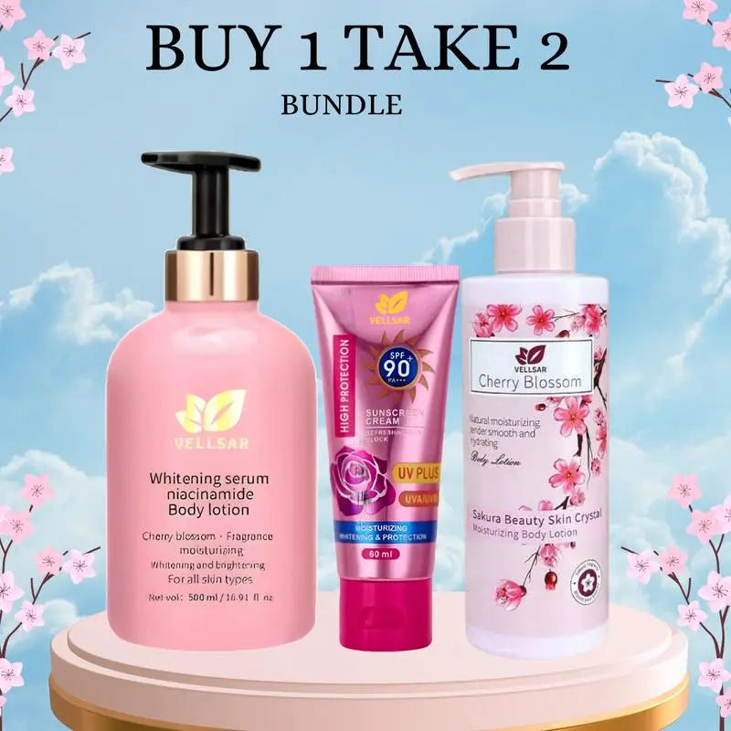 BUY 1 GET 2 | VELLSAR Body Lotion and Sunscreen Cream Bundle Set