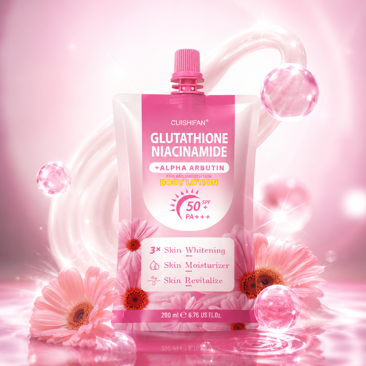 Cuishifan Glutathione Niacinamide + Alpha Arbutin Body Whitening Lotion With SPF 50 PA+++