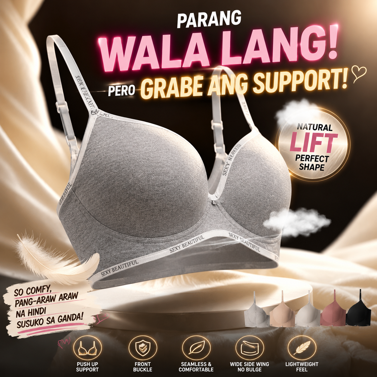 Non Wire Breathable Push Up Bra