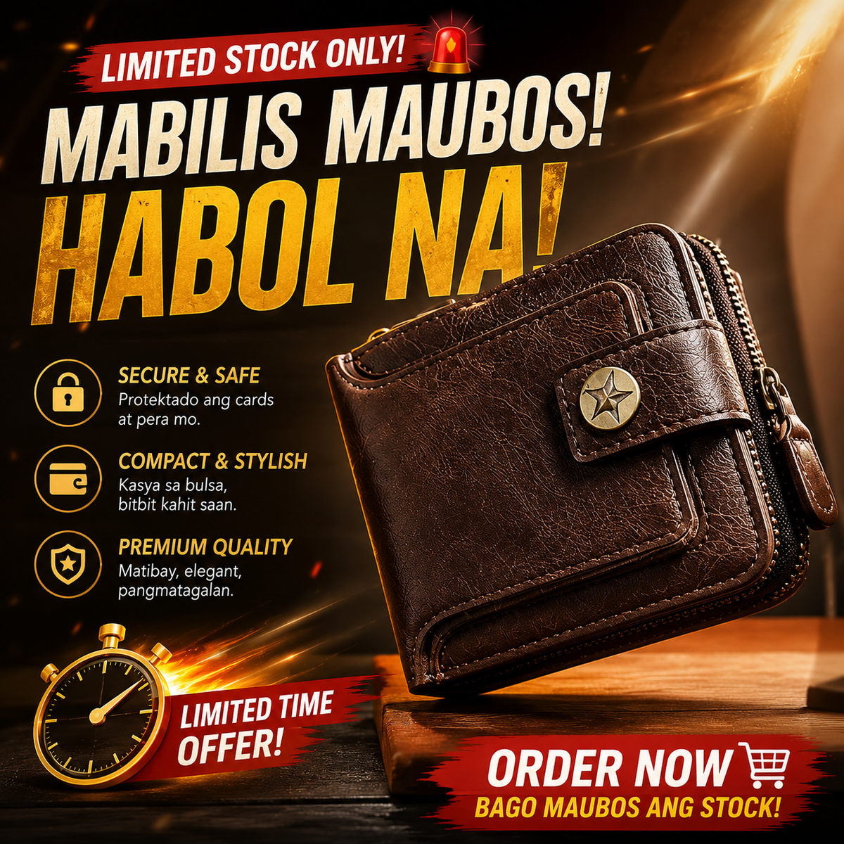 Men's Vintage Leather Bi-Fold Wallet