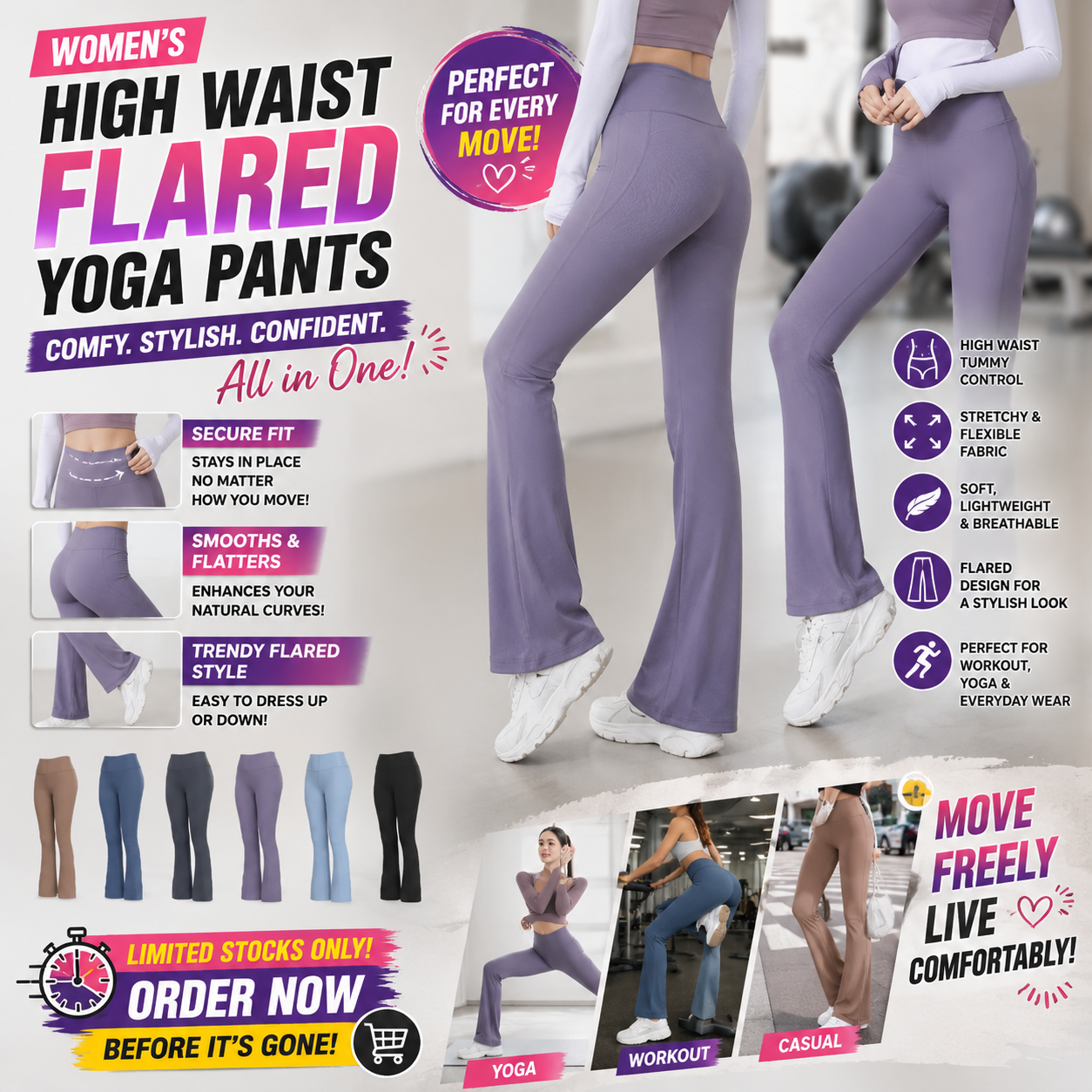 Women's High Waist  Flared Yoga Pants