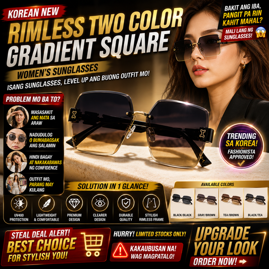 Korean NEW Rimless Two Color Gradient Square Women's Sunglasses