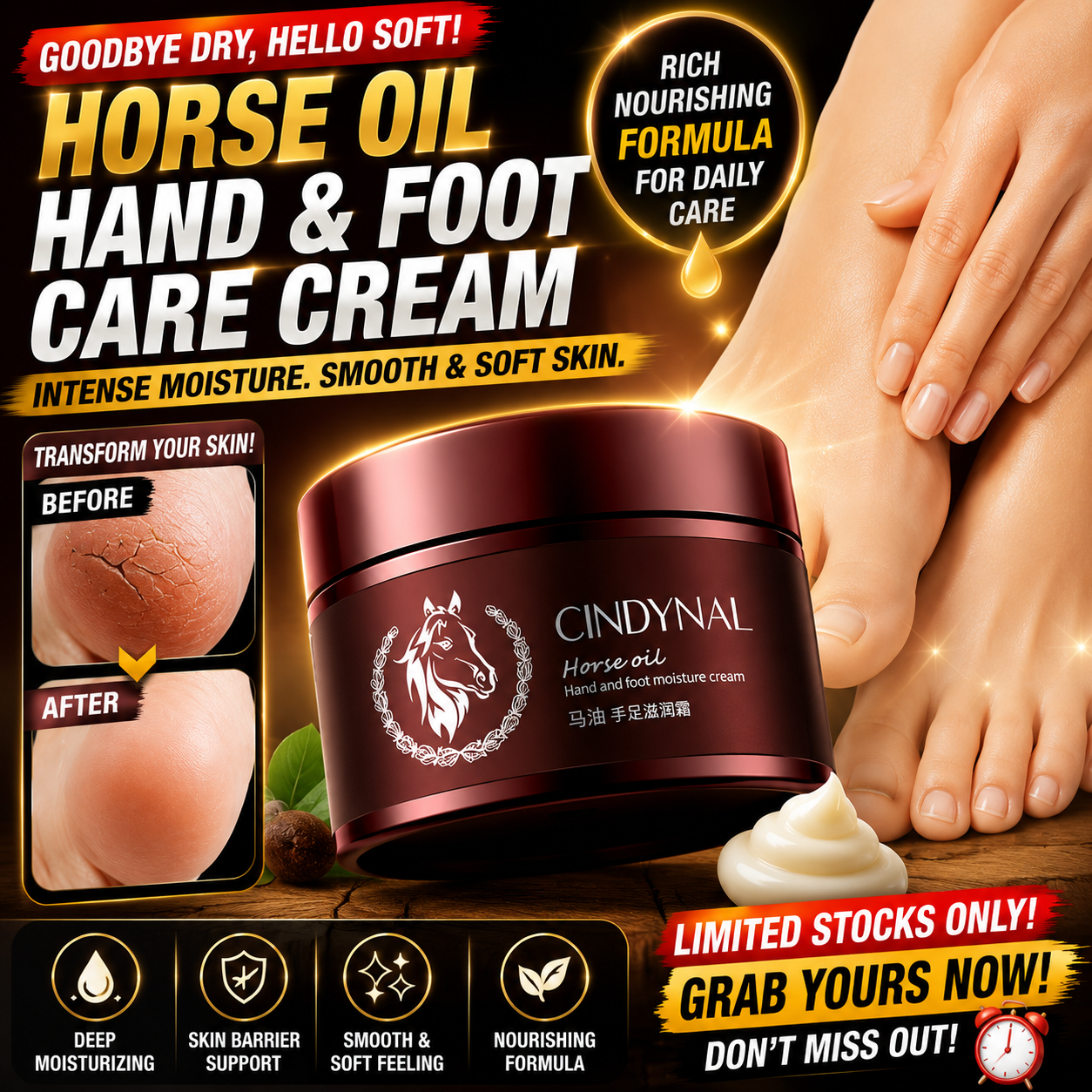 CINDYNAL Horse Oil Hand & Foot Care Cream 110g