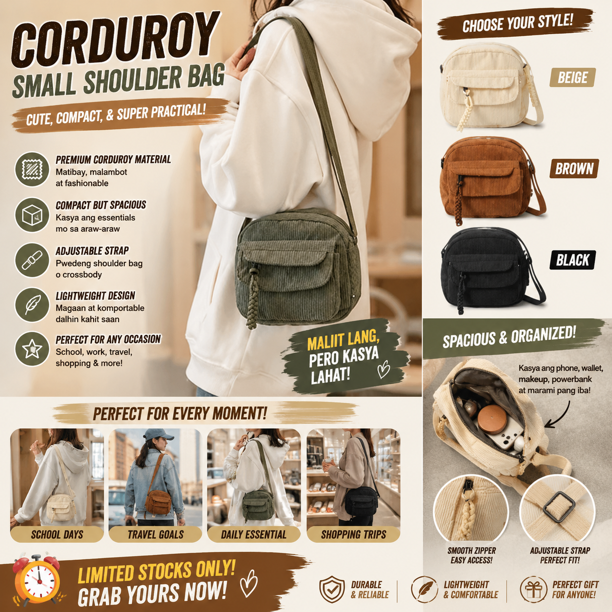 Corduroy Crossbody Bag
