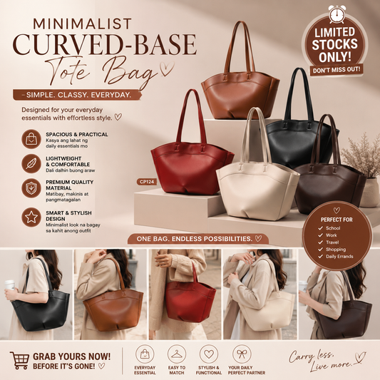 Minimalist Curved-Base Tote Bag