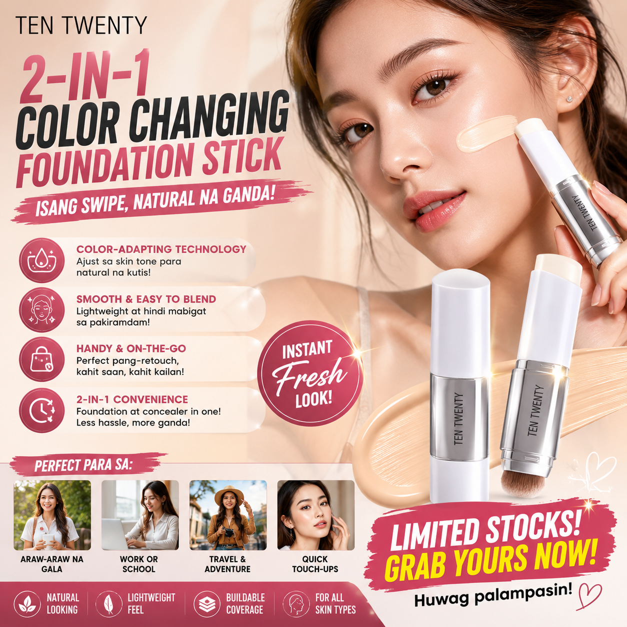 TEN TWENTY 2-in-1 Color Changing Foundation Stick