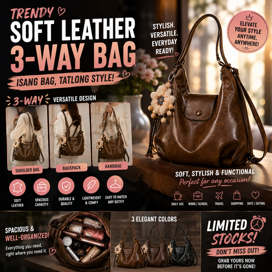 Trendy Soft Leather 3-Way Bag